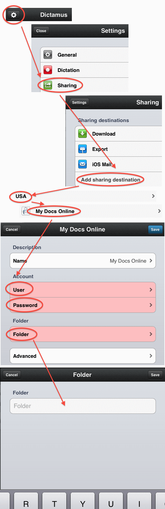 Dictamus Configuration for My Docs Online