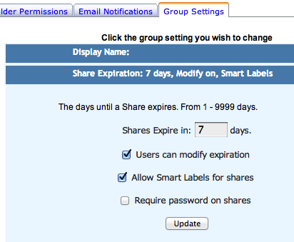 Group Admin Share Settings