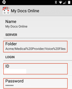 Dictate+Connect My Docs Online Configuration