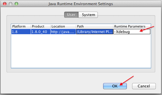 Java Runtime parm -Xdebug